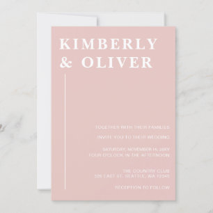 Simple Modern Minimal Blush Wedding Einladung