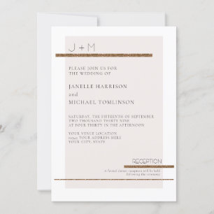 Simple Modern Minimal Pale Blush Pink Gold Wedding Einladung