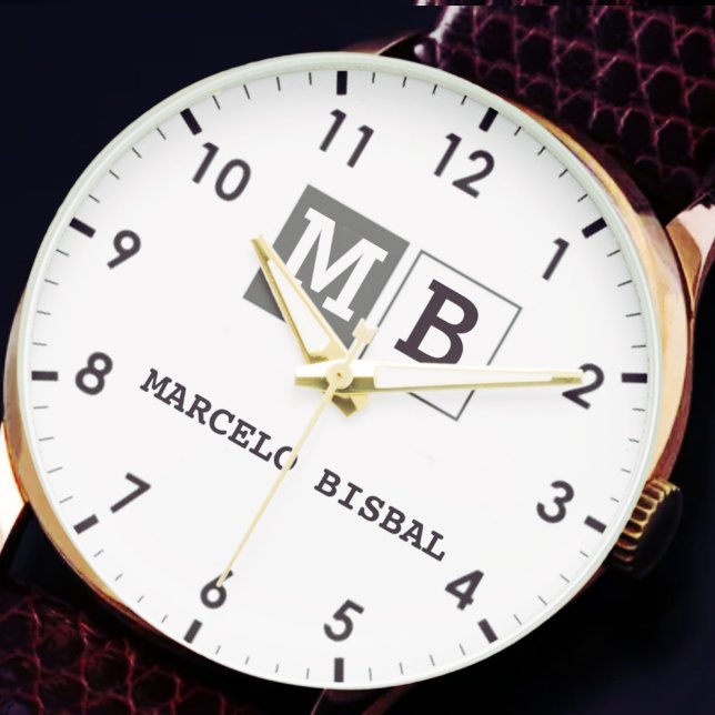 Simple Modern Minimal Typography White black Armbanduhr (Von Creator hochgeladen)