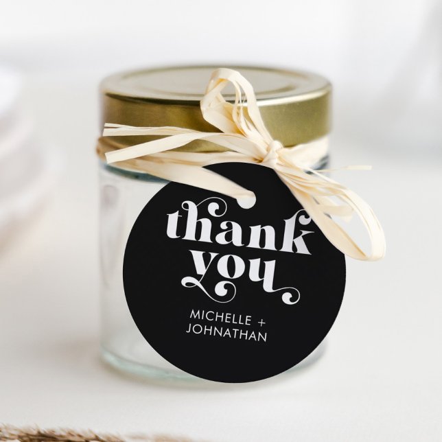 Simple Modern Minimalist Black & White Wedding  Geschenkanhänger (Von Creator hochgeladen)
