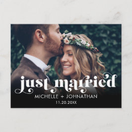 Simple Modern Minimalist Photo Just Married Ankündigungspostkarte