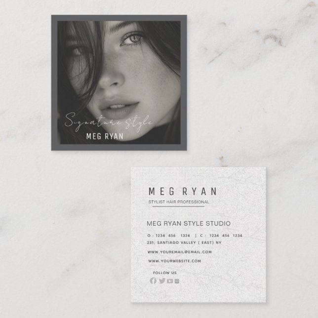  Simple Modern minimalist  Professional Photo  Quadratische Visitenkarte (Vorne/Hinten)