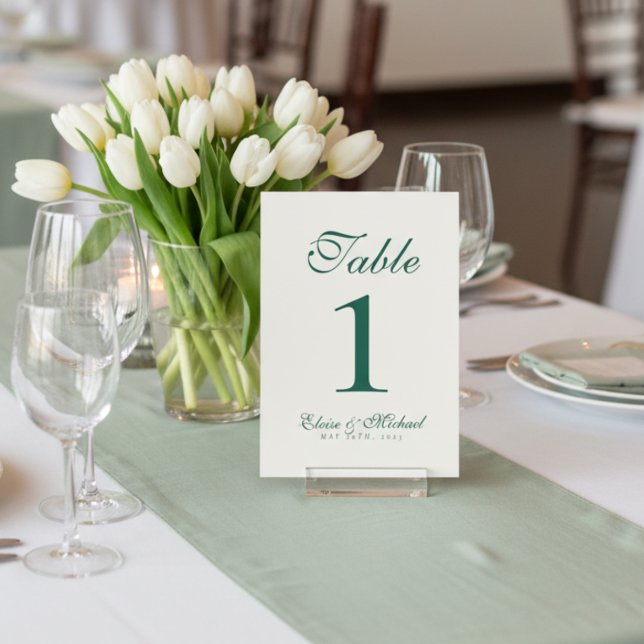 Simple Modern Minimalist Sage Green Wedding Tischnummer (Guide guests to their seats in style with this Sage Green Wedding Table Number Sign!)