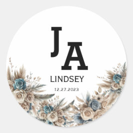 Simple Modern Minimalist Wedding Classic Round Runder Aufkleber