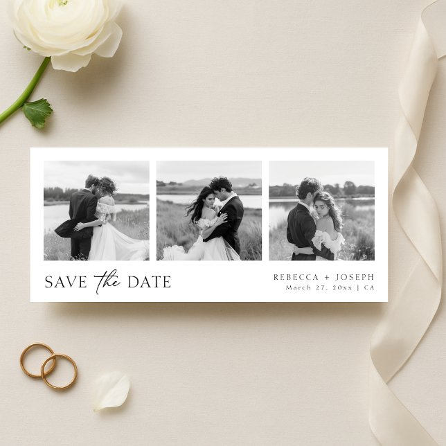 Simple Modern Minimalist Wedding Photo Strip  Save The Date (Von Creator hochgeladen)