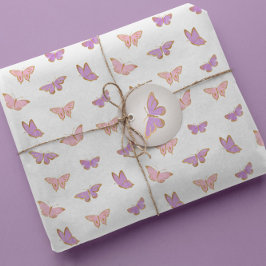 Simple Modern Pastel Butterflies Pattern Geschenkpapier