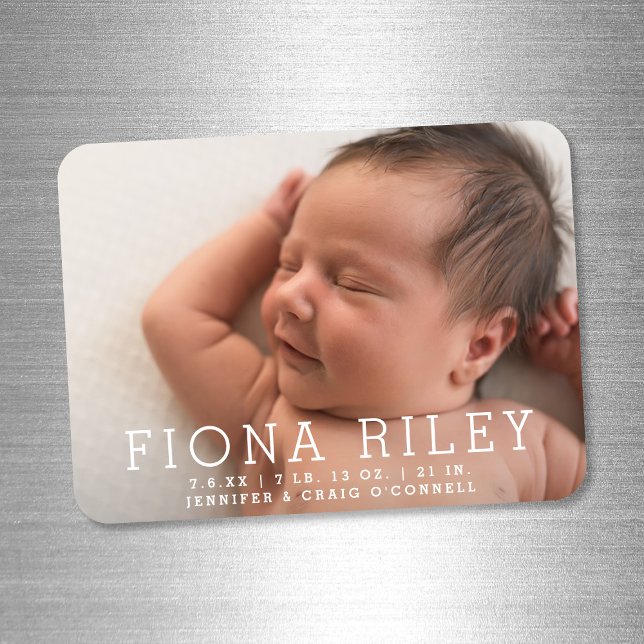 Simple Modern Photo Birth Announcement Magnet (Von Creator hochgeladen)