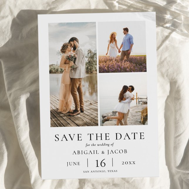 Simple Modern Photo Collage Wedding Save the Date (Von Creator hochgeladen)