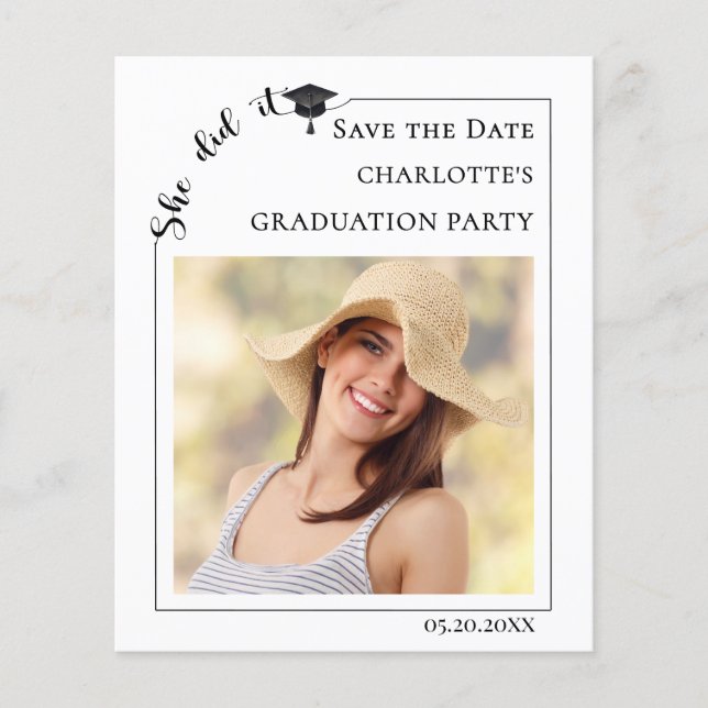 Simple modern photo Graduation Save the Date Flyer (Vorne)
