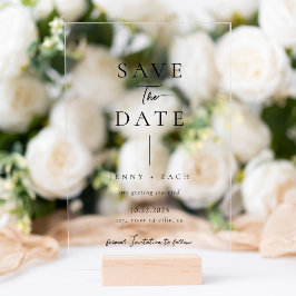 Simple Modern Photo Wedding Acrylic Save the Date Acryleinladungen