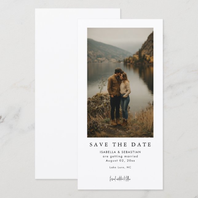 Simple Modern Photo Wedding Save the Date (Vorne/Hinten)