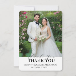 Simple Modern Photo Wedding Thank You Card Message Dankeskarte