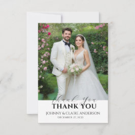 Simple Modern Photo Wedding Thank You Card W Note Dankeskarte