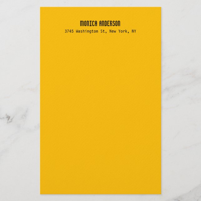 Simple Modern Plain Professional Amber Yellow Briefpapier (Vorderseite)
