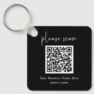 Simple Modern QR Code with Logo Back   Black Schlüsselanhänger