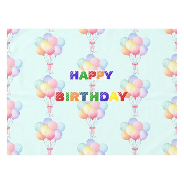 Simple Modern Rainbow Ballon Geburtstagsparty Tischdecke (Vorderseite (Horizontal))
