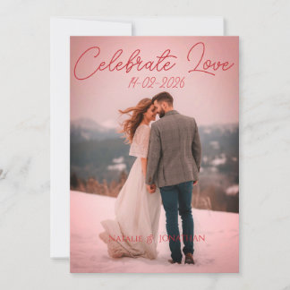 Simple Modern Red winter Wedding Invitation card Einladung