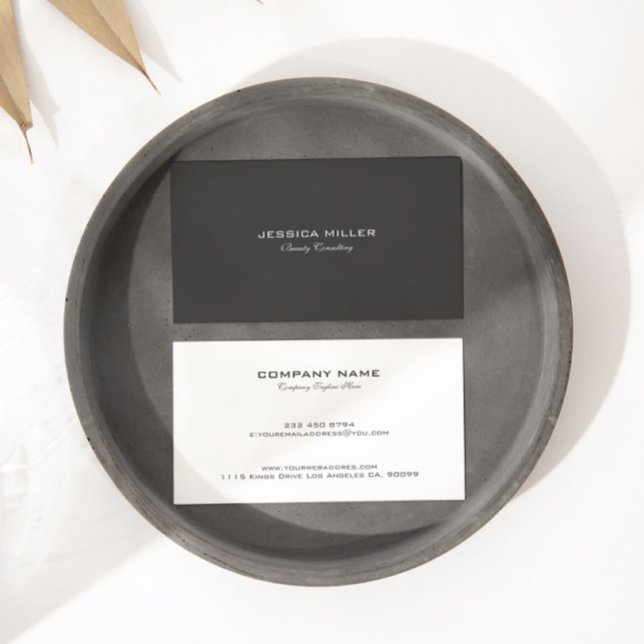 Simple Modern Reversible Gray and White Visitenkarte (Von Creator hochgeladen)