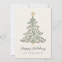 Simple Modern Rustic Christmas Tree Feiertagskarte