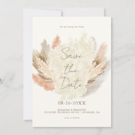 Simple Modern Rustic Pampas Grass Wedding Save The Date