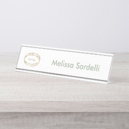 simple modern sage green business logo custom schreibtischnamensplakette