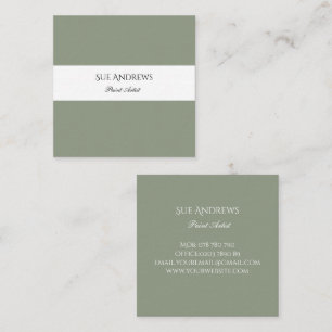 Simple Modern Sage Green Personalisiert Artist Quadratische Visitenkarte