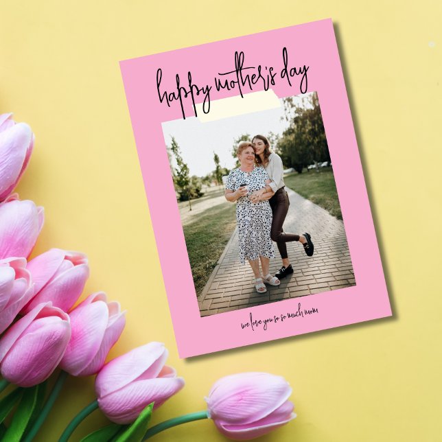 Simple Modern Script 2 Photo Happy Mother's Day Karte (Von Creator hochgeladen)