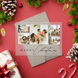 Simple Modern Script Photo Collage Christmas Card Acryleinladungen