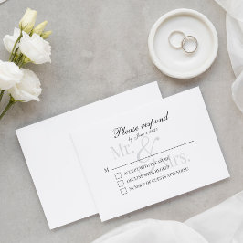Simple Modern Scripty Mr. & Mrs. RSVP Card Mitteilungskarte