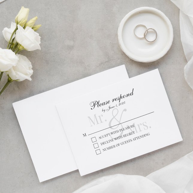 Simple Modern Scripty Mr. & Mrs. RSVP Card Mitteilungskarte (Von Creator hochgeladen)
