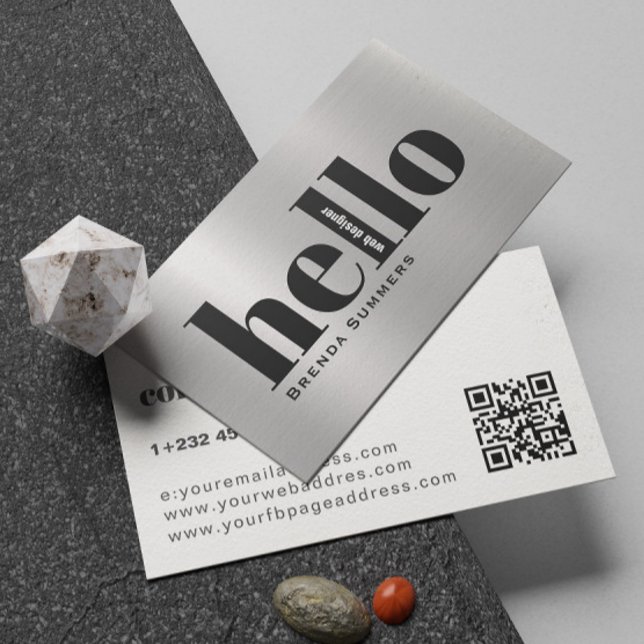 Simple Modern Silver & White Background  Visitenkarte (Von Creator hochgeladen)