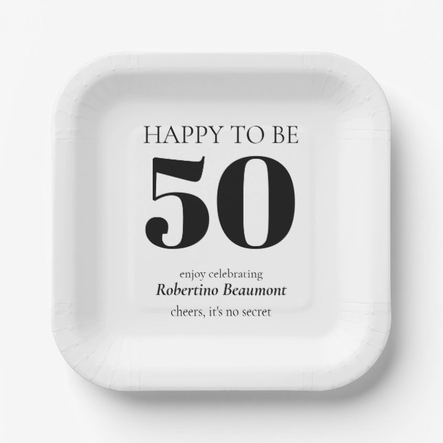 Simple Modern Surprise 50th Birthday Party Pappteller (Vorderseite)