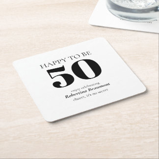 Simple Modern Surprise 50th Birthday Party Rechteckiger Pappuntersetzer