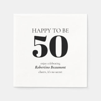 Simple Modern Surprise 50th Birthday Party Serviette