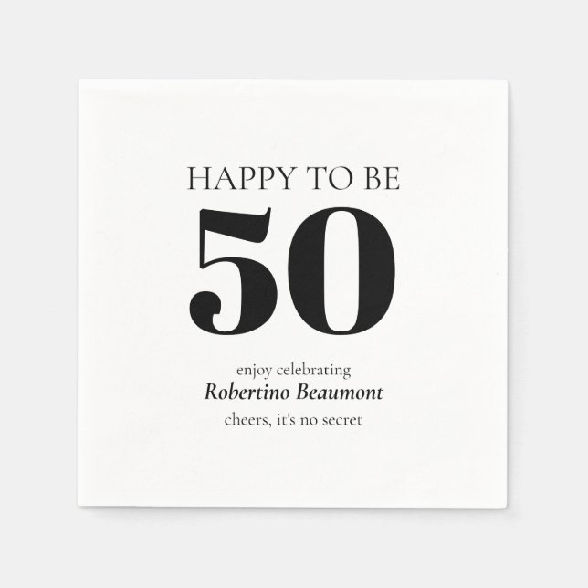 Simple Modern Surprise 50th Birthday Party Serviette (Vorderseite)