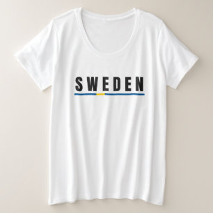 Simple Modern Sweden Swedish Letter Flag Souvenir Große Größe T-Shirt