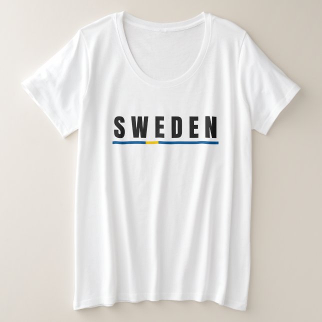 Simple Modern Sweden Swedish Letter Flag Souvenir Große Größe T-Shirt (Design vorne)