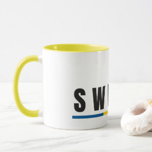 Simple Modern Sweden Swedish Letter Flag Souvenir Tasse