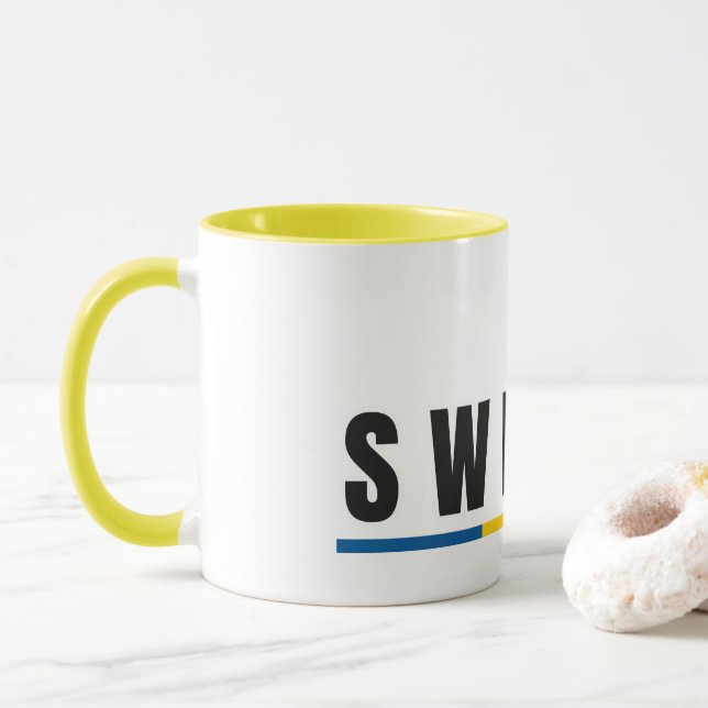 Simple Modern Sweden Swedish Letter Flag Souvenir Tasse (Mit Donut)