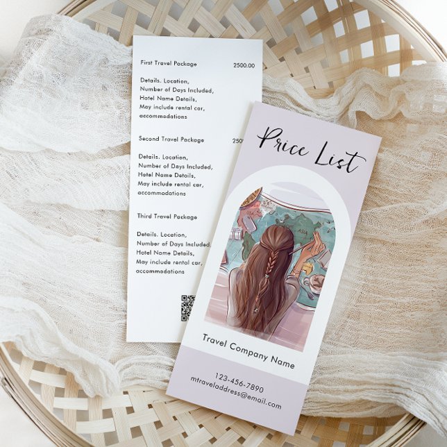 Simple Modern Travel Agency Price List Werbekarte (Von Creator hochgeladen)