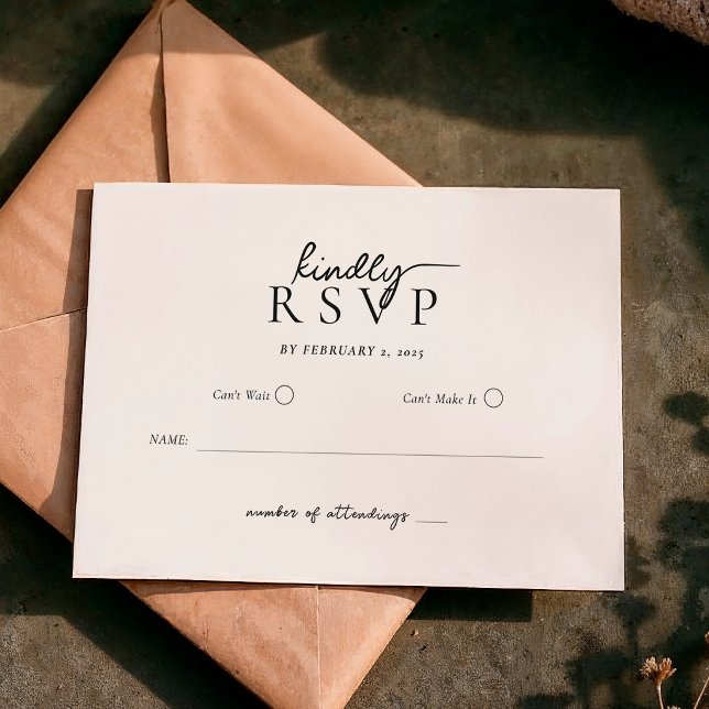 Simple Modern Typography Script Wedding RSVP Karte (Von Creator hochgeladen)