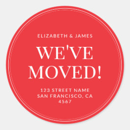 Simple Modern Typography We've Moved Runder Aufkleber