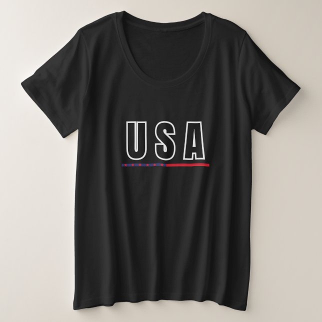 Simple Modern USA America Art Letter Flag Souvenir Große Größe T-Shirt (Design vorne)