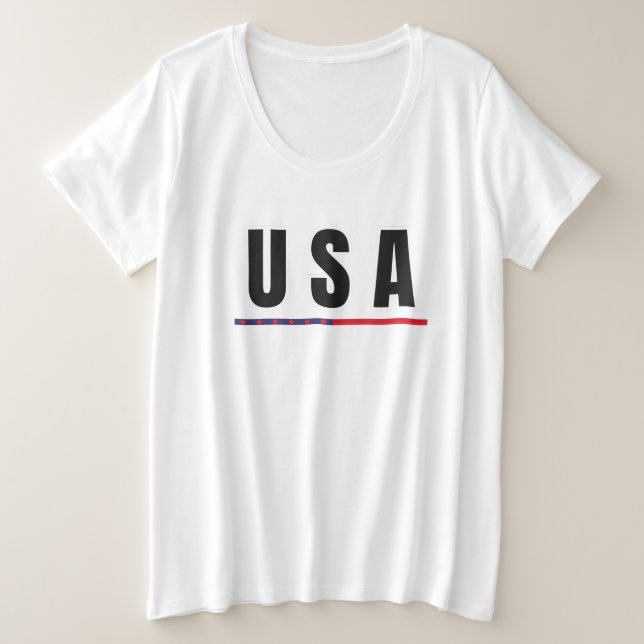 Simple Modern USA America Art Letter Flag Souvenir Große Größe T-Shirt (Design vorne)