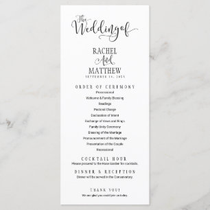 Simple&Modern Wedding Program Card Menükarte