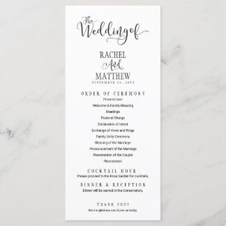 Simple&Modern Wedding Program Card Menükarte