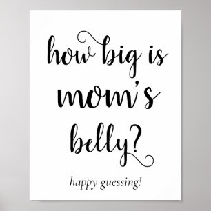 Simple Mommys Belly Black Script Guessing Game Poster
