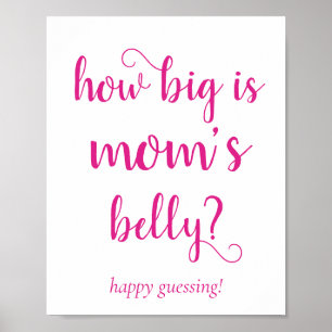 Simple Mommys Belly   Hot Pink Guessing Game Poster
