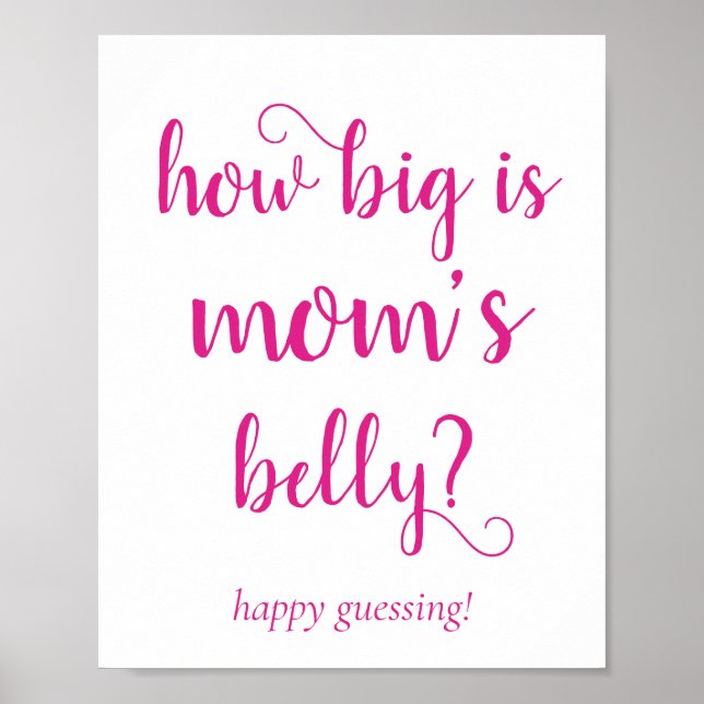 Simple Mommys Belly | Hot Pink Guessing Game Poster (Vorne)