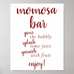 Simple Momosa Bar   Candy Apple Red Any Event Sign Poster